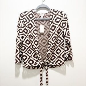 CHICOS • Women’s NEW Travelers Collection Diamond Ginger Jacket Chocolate Chip S